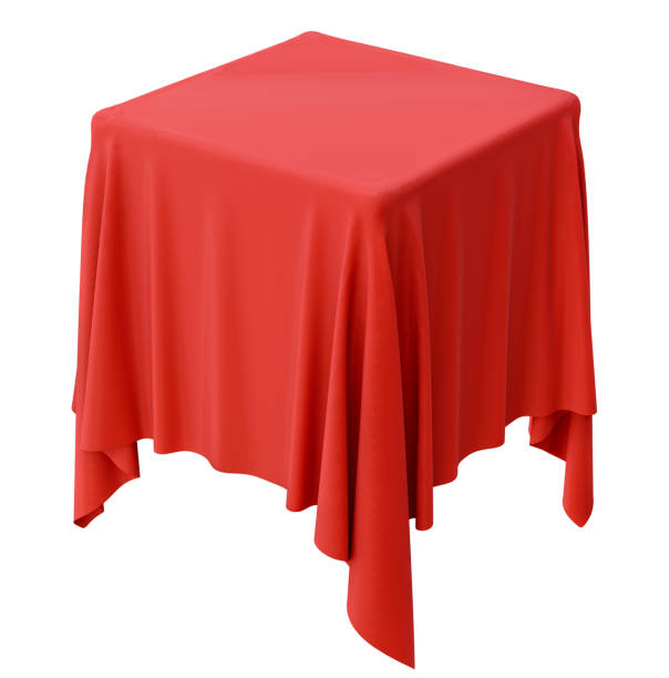 istock Red cloth on a square pedestal 1131788408