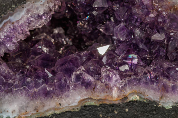 istock Amethyst Crystal Druse  macro mineral on white background 1131789871