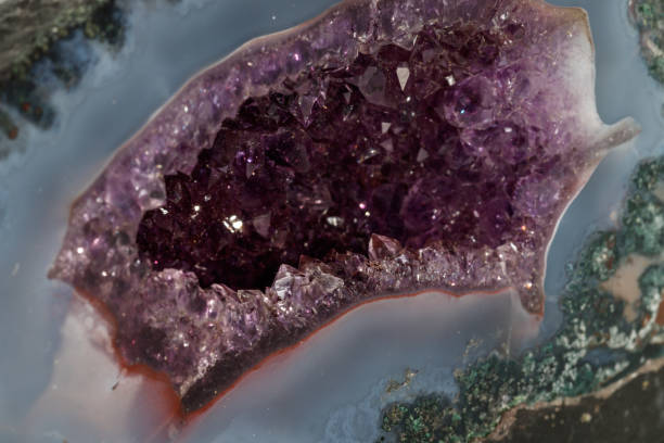 istock Amethyst Crystal Druse  macro mineral on white background 1131790170