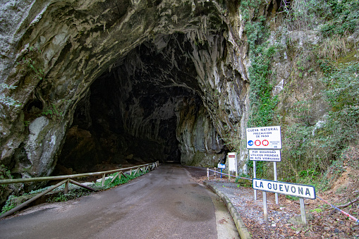Entrance to La Cuevona this cave is the only access to the village of Cuevas del Agua in Ribadesella, Asturias