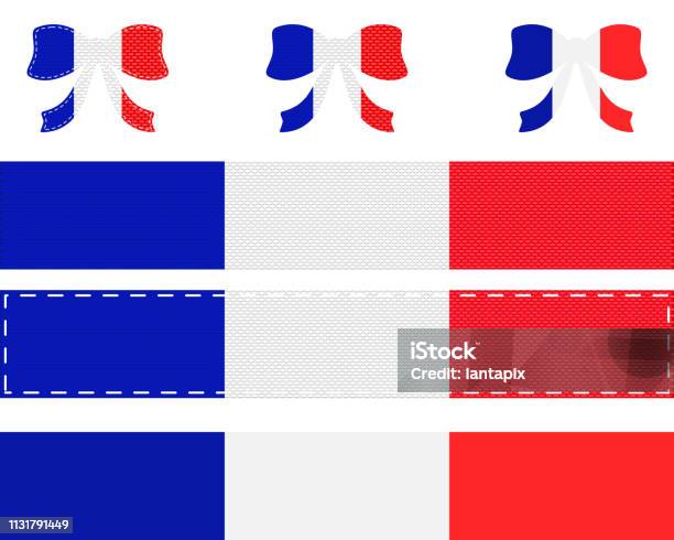 French Flag Ribon French Flag On Ribbon And Bow Stock Illustration - Download Image Now ...