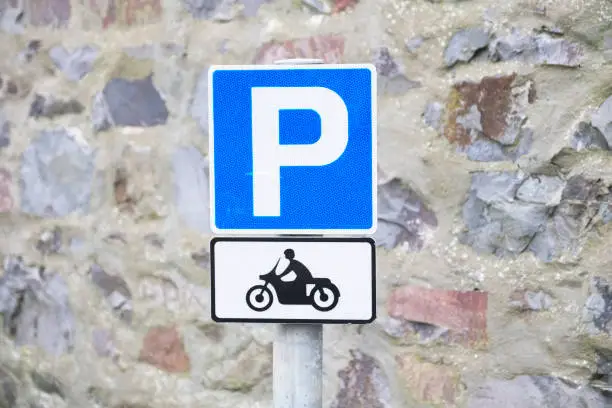 Motorcycle bike parking space sign for public uk