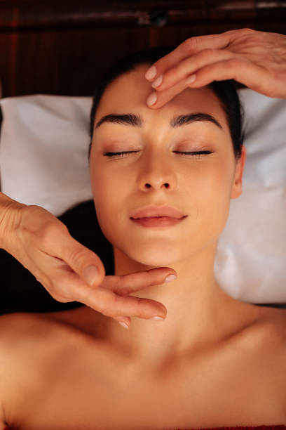 istock Beautiful dark-haired woman being completely calm and relaxed 1131793071