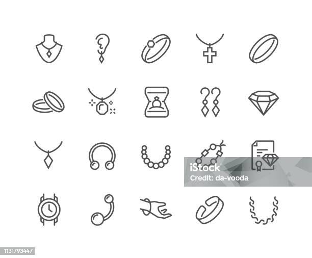 Line Jewelry Icons Stock Illustration - Download Image Now - Icon Symbol, Jewelry, Bracelet
