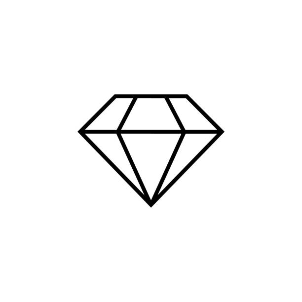 白の背景に分離されたひし形の線アイコン - jewelry white background diamond gift点のイラスト素材／クリップアート素材／マンガ素材／アイコン素材