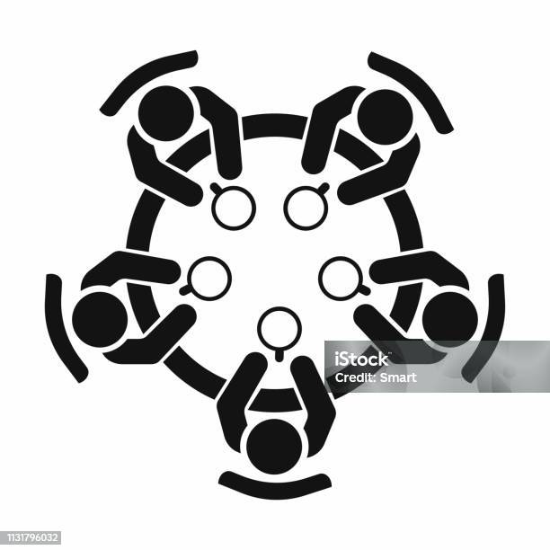 Business Meeting Discussion Teamwork Activity People Around The Table Vector Illustration Stock Illustration - Download Image Now