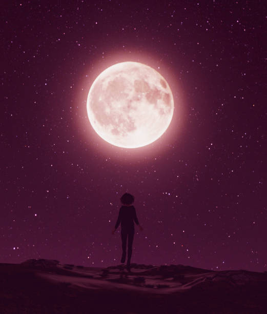 istock Girl walking to the moon 1131796308