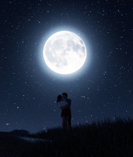 Moonlight Couple Stock Photos, Pictures & Royalty-Free Images - iStock