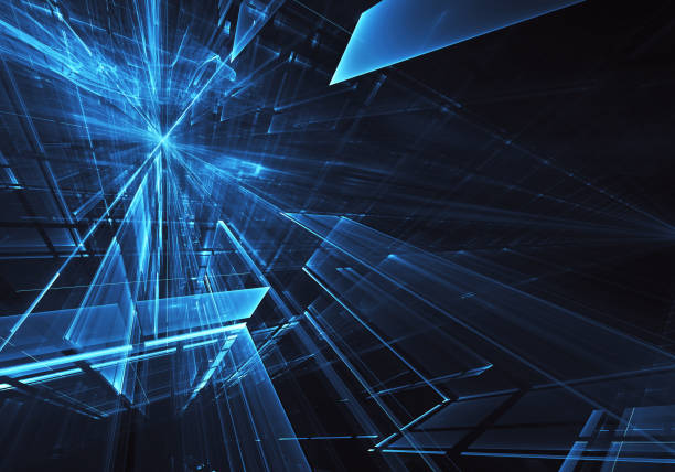 istock Abstract 3D fractal background, 3D illustration. Virtual Neon City 1131797304