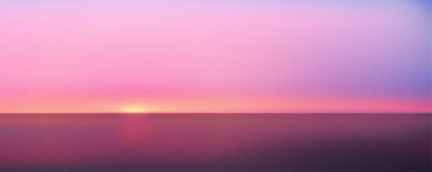 illustrations, cliparts, dessins animés et icônes de vue panoramique aérienne abstraite du coucher de soleil sur l'océan. rien que du ciel et de l'eau. belle scène sereine. illustration vectorielle - mer horizon bleu