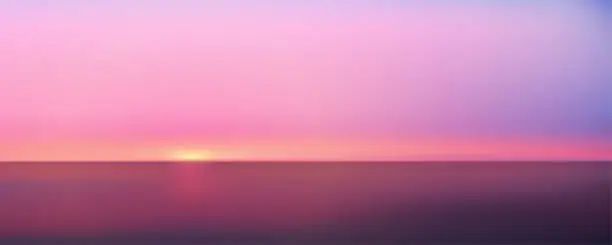 Vector illustration of Abstract aerial panoramic view of sunset over ocean. Nothing but sky and water. Beautiful serene scene. Vector illustration