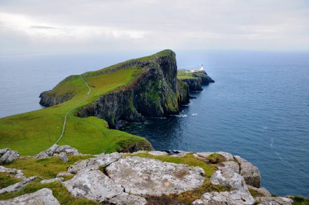 istock Neist point Lighthouse. Cloudy day. Isle of Skye, Scotland. 1131798076