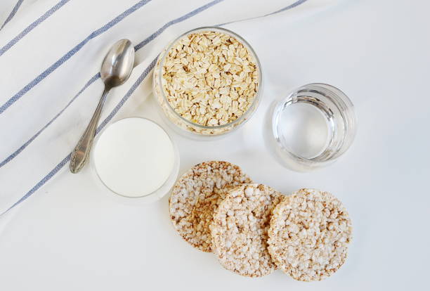 istock Vitamin Healthy Breakfast, Oat Flakes with Milk 1131801691
