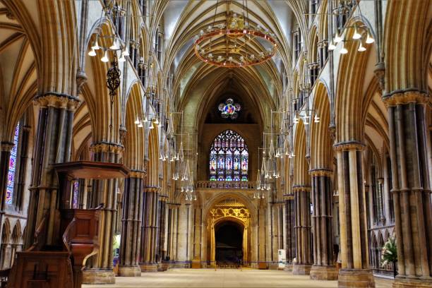 изучение линкольнского собора (внутренний), восточная англия - anglican стоковые фото и изображения