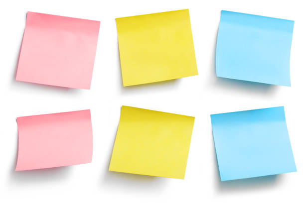 pegatinas en blanco - post it fotografías e imágenes de stock
