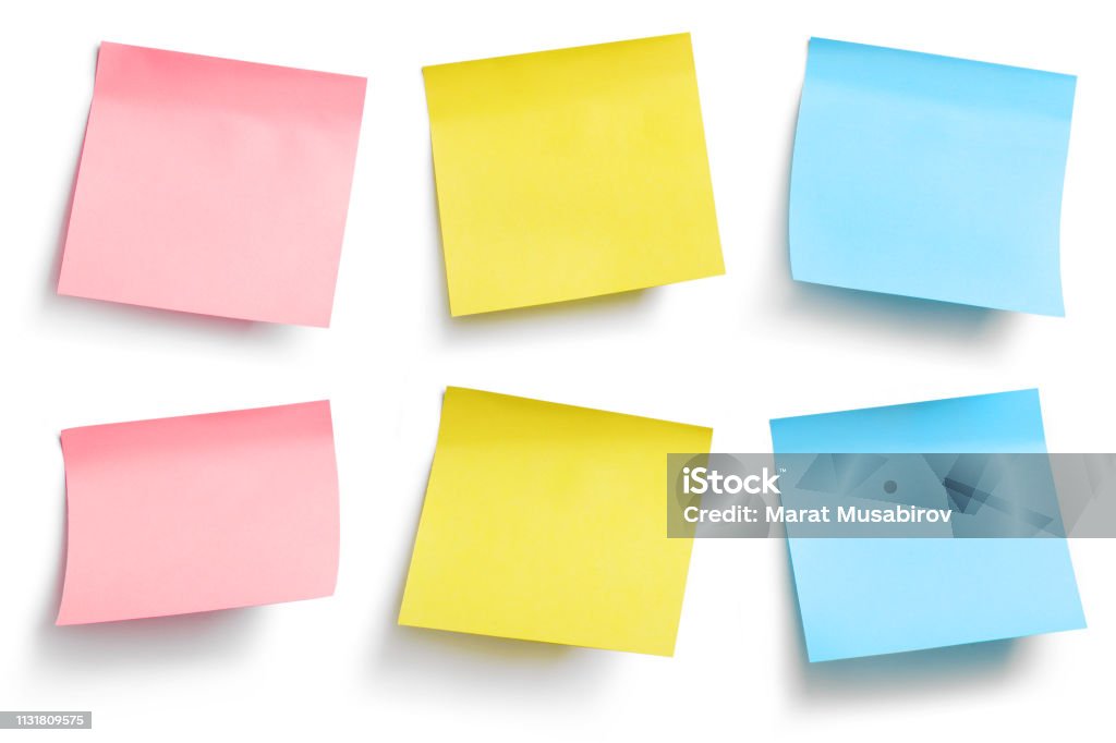 Stickers on white Colorful stickers, isolated on white background Adhesive Note Stock Photo