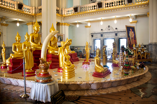 Thai people respect praying and visit for blessing from Luang Phor Sothorn Buddha statue at Wat Sothon Wararam Worawihan on July 4, 2018 in Chachoengsao, Thailand.
