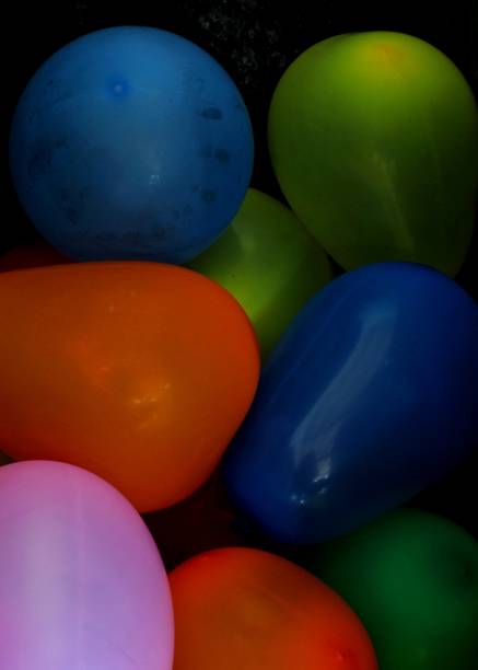 colorful balloons seen in a party house stock photo