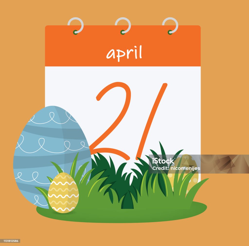 Easter Callender Vector Easter Day Calendar Stock Illustration - Download Image Now ...