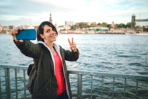 istock Selfies at Elbe riverbank 1131813923