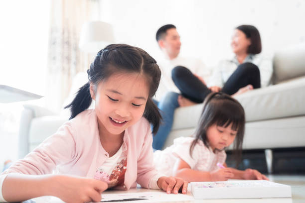 istock Young Happy Family Drawing 1131814774