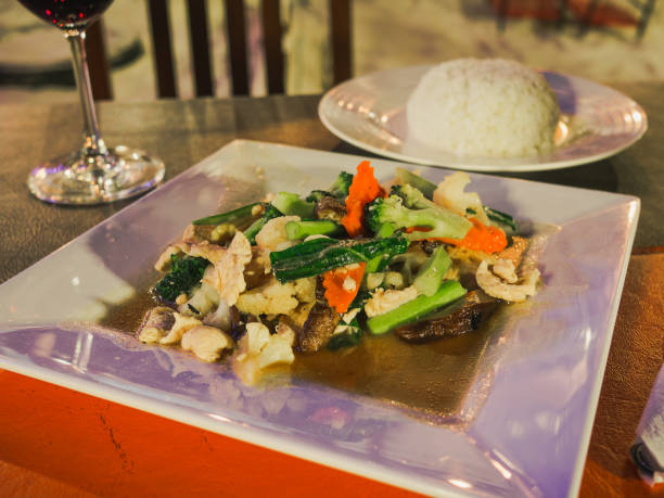 istock Top view of fresh cooked thai vegetables with rice 1131816667