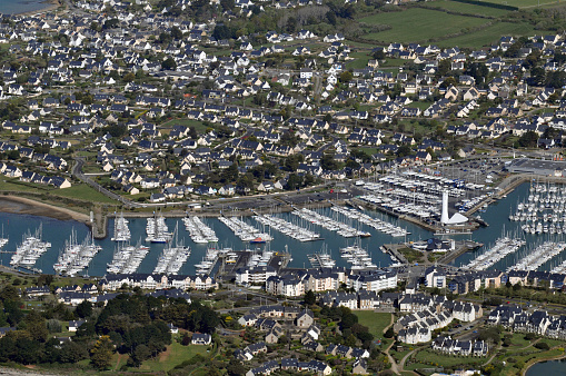 aerial view of a port in Morbihan, Brittany