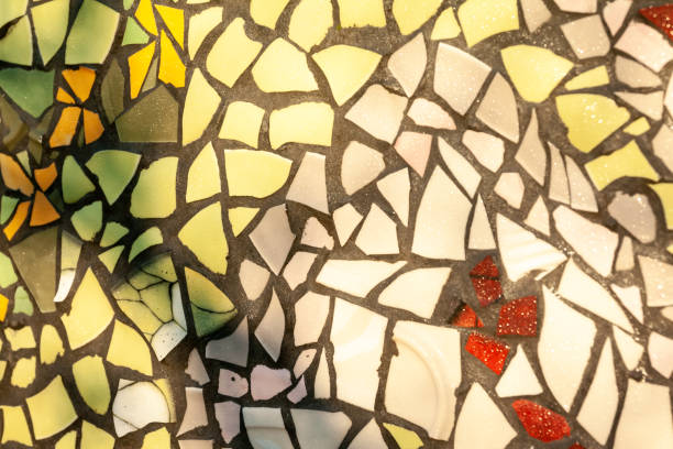 istock Background of wet mosaic wall decorative ornament from ceramic broken tile. 1131817816