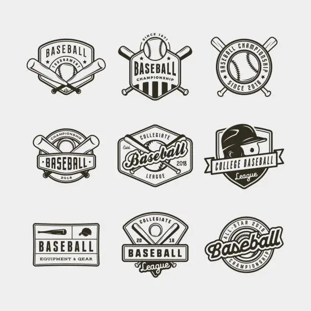 Vector illustration of set of vintage baseball logos. vector illustration