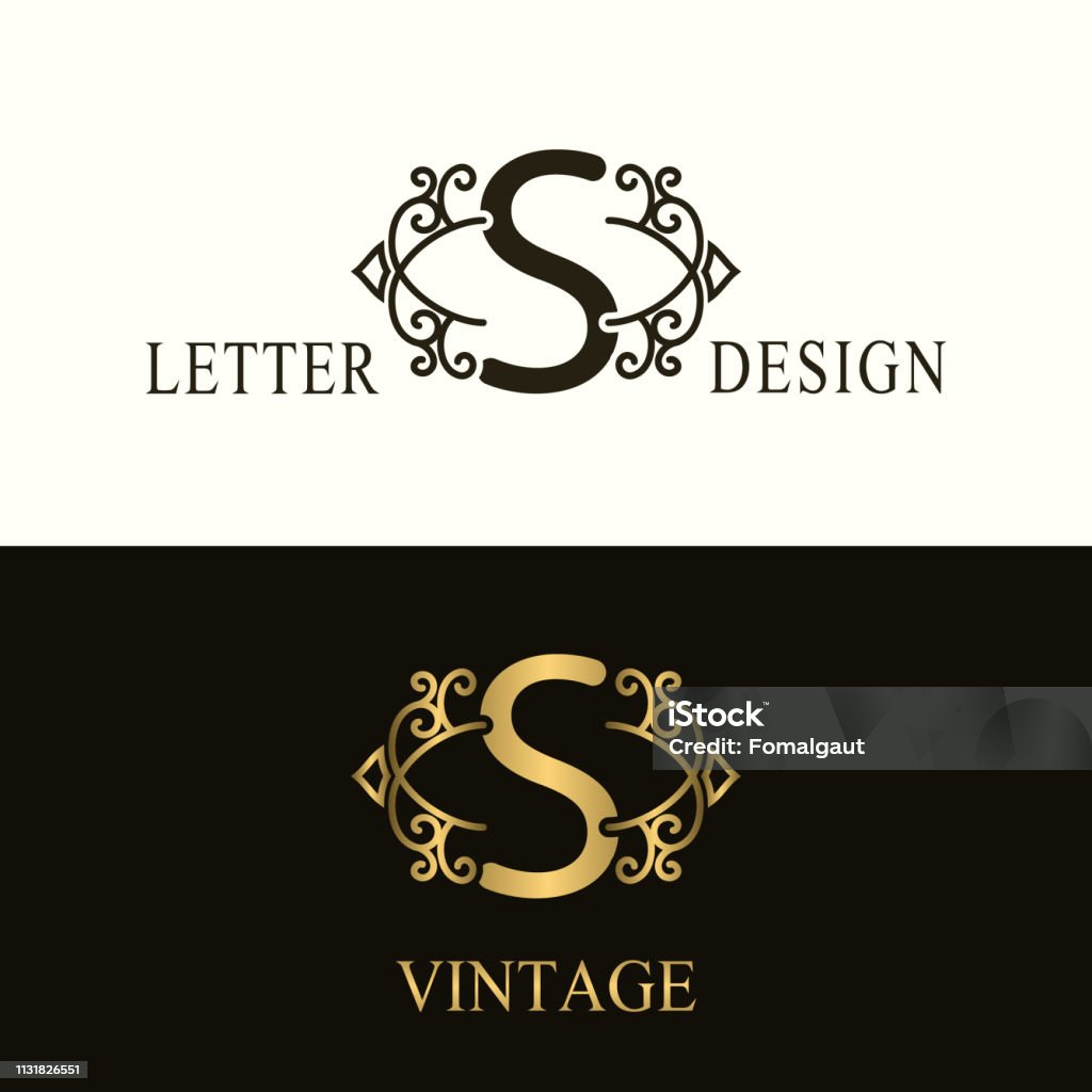 Stylish Capital Letter S Vintage Logo Filigree Beautiful Monogram ...