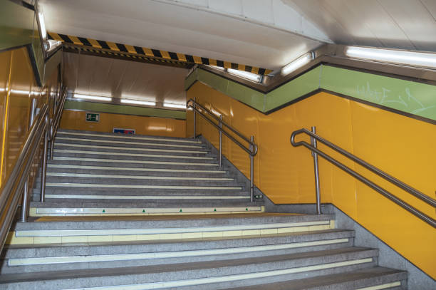 istock Stairway with handrail in a passageway at the Madrid Subway 1131829248