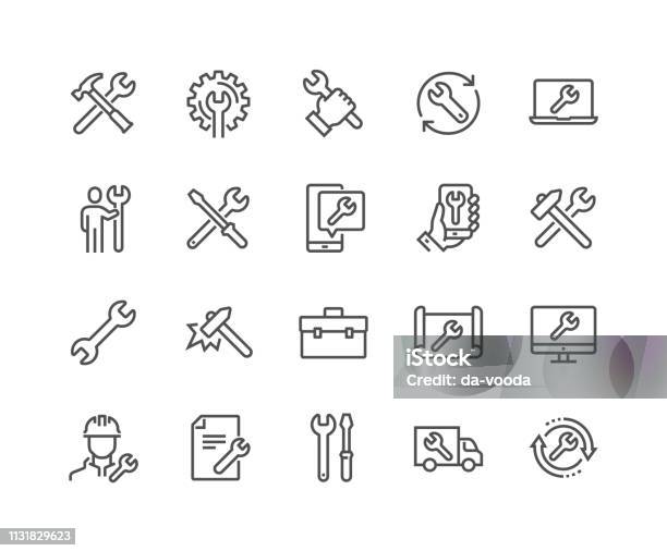 Line Repair Icons Stock Illustration - Download Image Now - Icon Symbol, Repairing, Work Tool