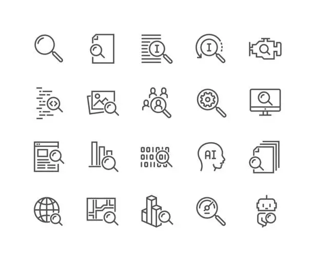 Vector illustration of Line Search Icons