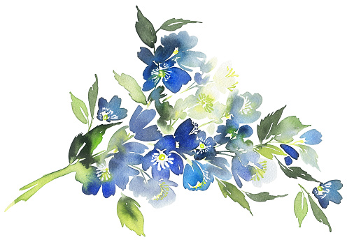 Ilustración de Tarjeta Acuarela Con Flores Azules Ramo Para Invitaciones De  Boda y más Vectores Libres de Derechos de A la moda - iStock