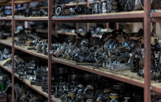 istock Warehouse of old machine parts 1131838782
