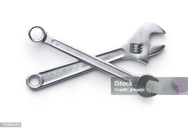 Chrome Vanadium Wrench Industrial Spanner Stock Photo - Download Image Now - Work Tool, Wrench, White Background