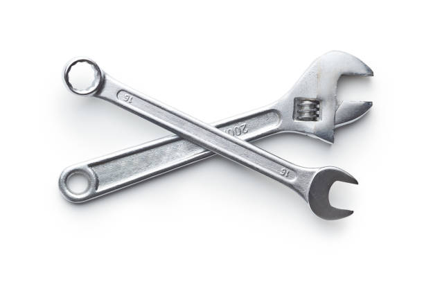 chrome vanadium wrench. industrial spanner. - mechanic tools imagens e fotografias de stock