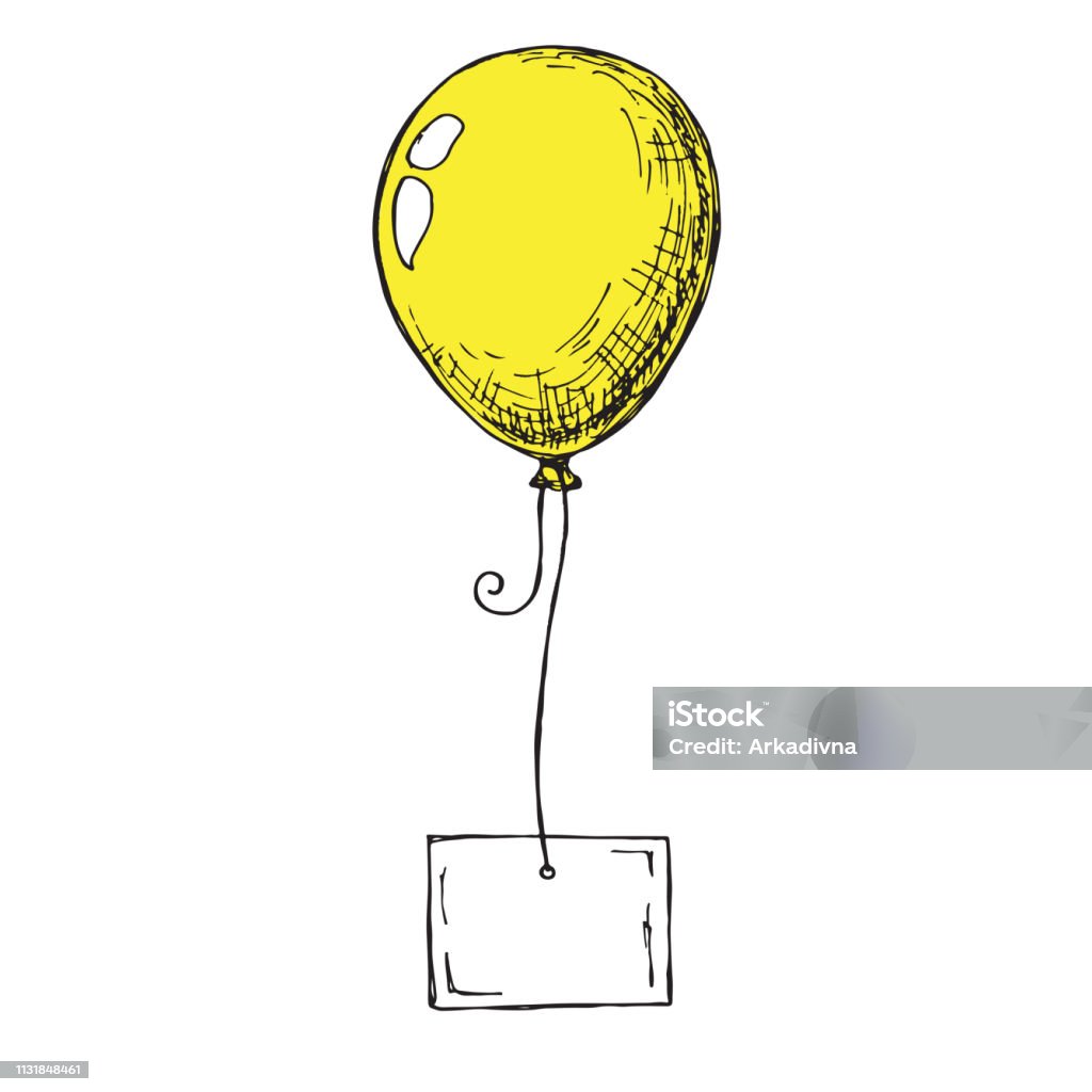 Inflatable balloons with a card for text. Sketch Balloon stock vector