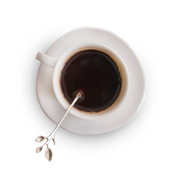 istock Top view of coffee Cup with beautiful spoon isolated on white 1131850196