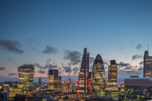 amazing london skyline at sunset