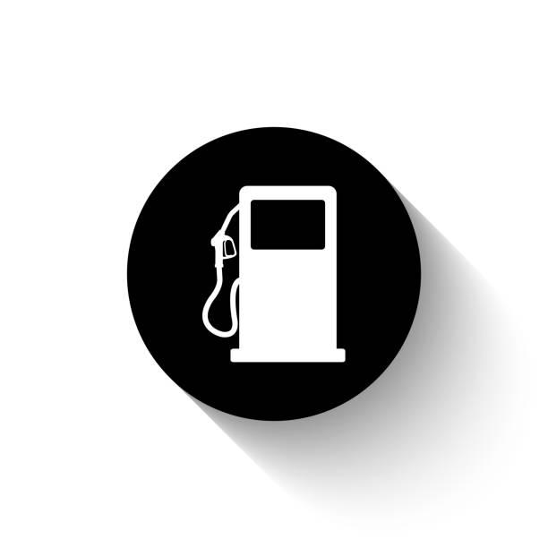 знак азс - значок черного вектора - gas fuel pump symbol metal stock illustrations