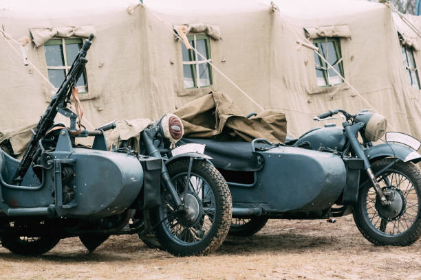 istock German Wehrmacht motorcycles with machine guns 1131858983