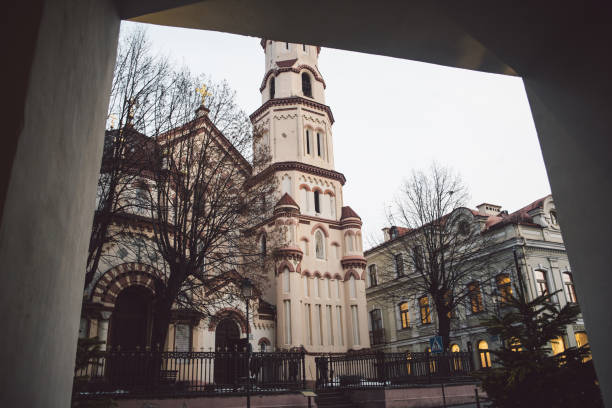 istock View on Vilnius old town street from house arc 1131859254