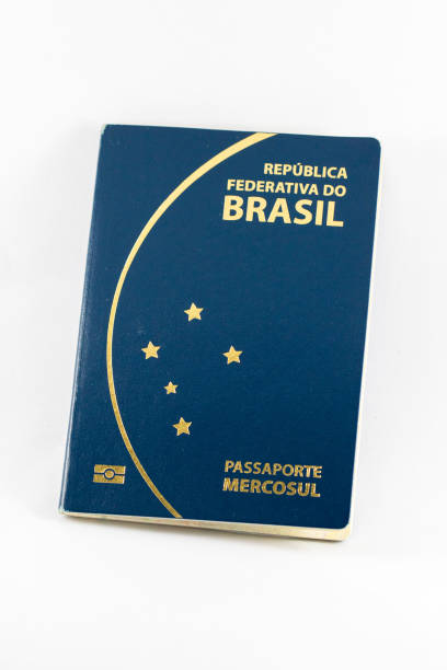 istock Brazilian passport on white background. Important document for trips abroad. 1131861718