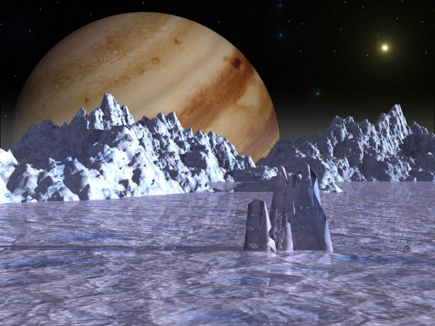 The surface of the Jupiter moon Europa.3d illustration.