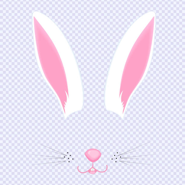 пасхальный кролик уши и нос. маска для карнавала, селфи, фото, чат. лицо животного. кролик фильтр. - pasch stock illustrations