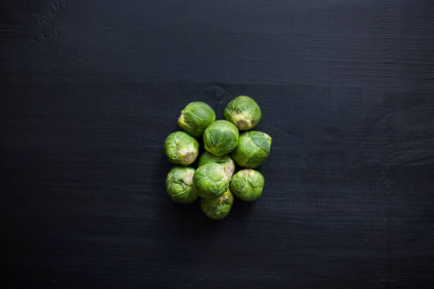 Overhead arrangement of  brussels sprouts