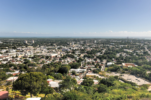 Aerial view of the city of Ponce, Puerto Rico.