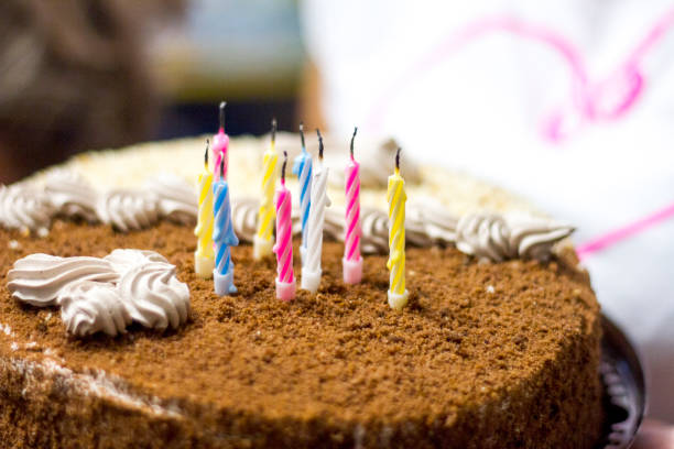 istock tasty brown chocolate cake with 1131875718