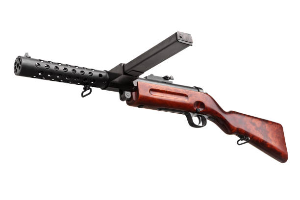 istock vintage machine gun isolated on white back 1131878832